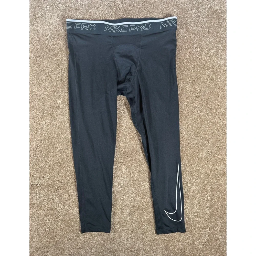 Nike Pro Dri-FIT Men XL Black Compression Tights Athletic Training Leggings‎